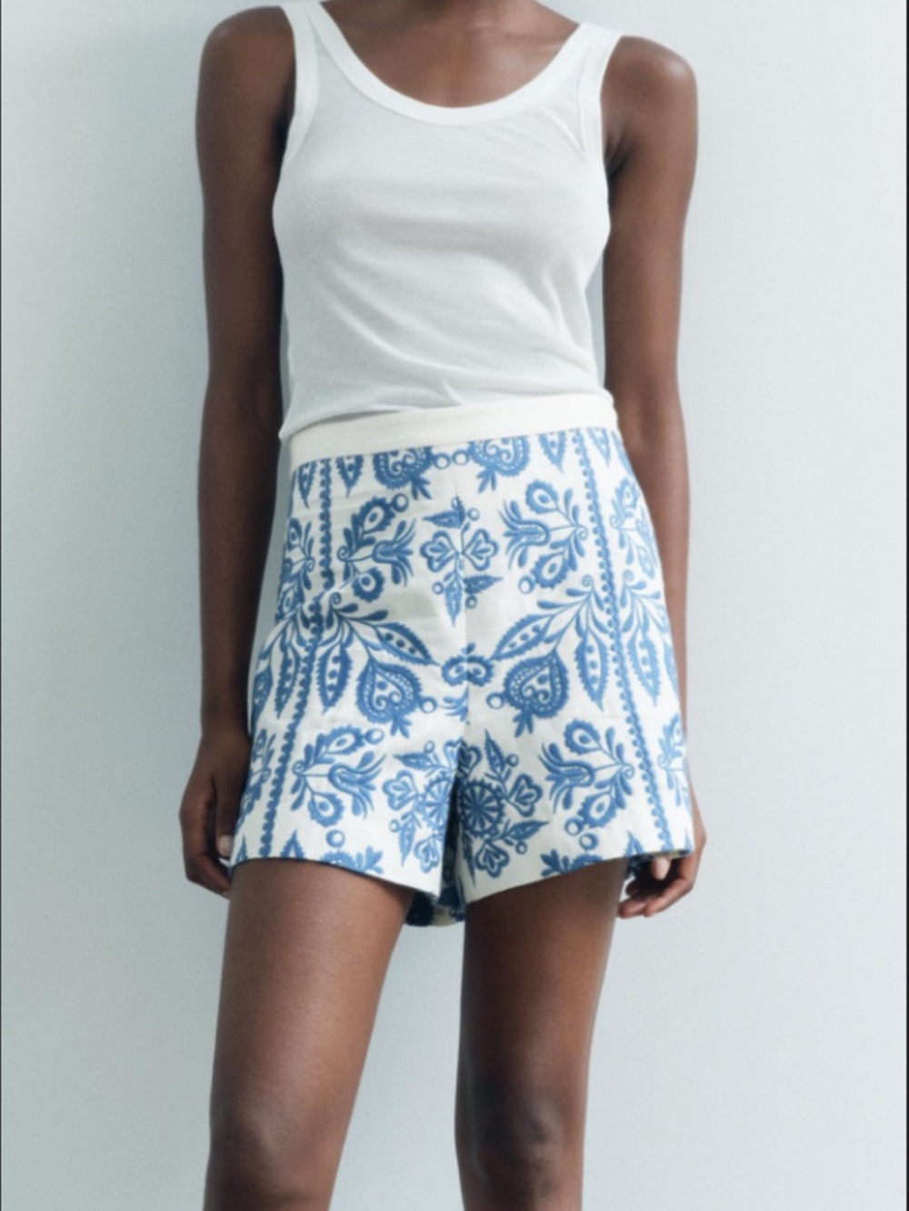Zara Embroidered High Waist Shorts